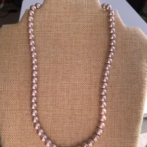 Elegant Pink Lavender Faux Pearl Necklace
